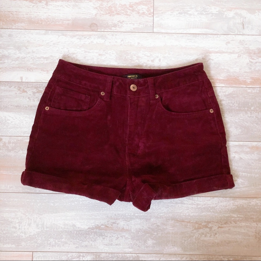 Forever 21 Corduroy Burgundy Shorts